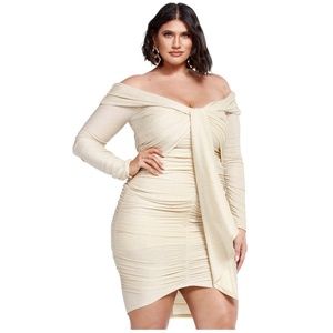 NWT SRV X FTF “The Icon” Long Sleeve Off Shoulder Glittery Shimmery Dress Size 1